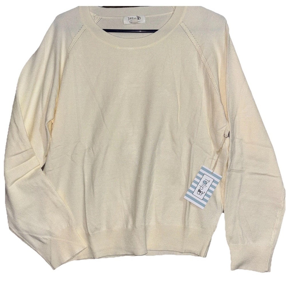 Tulip B Designed by J317 Sweater‎ Womens Large Beige Knit Pullover Raglan Sleeve